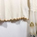 Free People  Small Top Ivory Embroidered Bell Sleeve‎ Flared Boho Dramatic 696 Photo 9