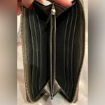 Michael Kors Pewter Grey Mirror Metallic Leather MK Signature Zip Around Wallet Photo 5