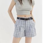 Urban Outfitters NEW! Kennedy Blue Plaid Pleated High Waisted Shorts Size S NWT Photo 1
