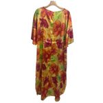 Saks 5th Avenue Vtg Saks Fifth Ave Bight Multicolor Floral Print Short Sleeve Maxi Satin Dress S Photo 1