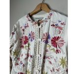 Vermont Country Store M Embroidered Floral Button Cardigan Boho Linen Romantic White Size M Photo 1