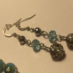 Lot Of 4 Dangle Costume Earrings Pierced Beaded Mix Silver Tone Blue / Green Photo 2