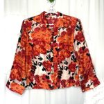 Frances Valentine Harriet Red Silk Blouse Women's Size Small Floral Button Front Photo 2