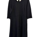 Girl With Curves Black Dress With White Peter Pan Collar 3/4 Sleeves Knee Photo 0