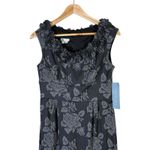 London Times NWT  Floral Ruffle Sheath Dress Womens 8 Black Knit Modest Church Photo 2