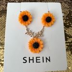 SheIn Jewelry Set 3pcs Set Sunflower Necklace and Earrings Yellow Photo 8