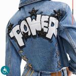 Desigual -  cropped denim jacket embellishments power spellout Photo 0