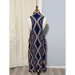 Timing  Aztec Print Duster Vest Women's M/L Blue Tan Open Front Long Cardigan Photo 6