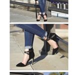 joe's jeans Laney Ankle Wrap Heels Black Suede Pumps Stiletto Pointed Toe sz 8.5 Photo 1