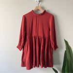 Free People  100% Cotton Terracotta Mini Dress gauze fabric keyhole tie ruffle S Photo 2