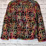 Rainbow colored Graphic pattern Button zipped top with Notched Collar and sheer Pink Photo 4