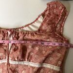 VTG Faith Passion Babydoll Dress Womens 16 Paisley Floral Lace Milkmaid Y2k Boho Red Photo 3