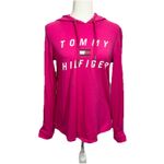 Tommy Hilfiger Sport Size Small Pink Logo Pullover Shirt Hooded Long Sleeve Photo 1