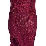 PORTIA AND SCARLETT Red Glitter Feather Gown Dress with Train PS21228 Size Size 0 Photo 10