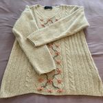 Debenhams silk angora lambswool blend beige floral embroidered sweater, size S Photo 7