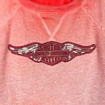 Harley Davidson Red Ombre Long Sleeve Top, Raw Hem, Eagle Logo, Biker Size Small Photo 15
