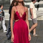 ZARA  dress maxi boho pleated satin flowy summer vacation wedding evening Photo 5