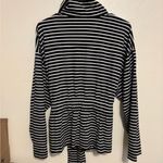 Chico's Chico’s Black White Striped Zip Jacket Size 2 Tie Waist Knit Photo 7