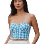 Gilly Hicks 💙SALE3/$25  SYDNEY BLUE WHITE CHECK BUSTIER SLEEVELESS SMOCK CROP TOP Photo 0