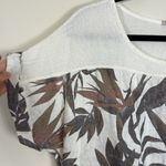Lungo L’Arno 100% Linen Bird of Paradise Print Made in Italy Blouse Size 1X White Photo 1
