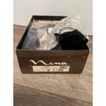 Nina  Maddox Black Velvet Satin Ankle Strap Block Heels Women 8.5 M Photo 4