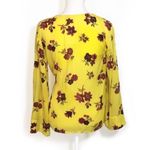 A.L.C. NWT Silk Yellow Floral Wrap Tie Top Blouse Photo 2