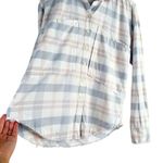 Free People Loveland Plaid Button Down Shirt Top White Pastel Pink Blue, Size XS Photo 9