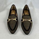 Kelly & Katie Pointed Toe Loafers Brown Herringbone Gold Accent Women9.5 Preppy Photo 1
