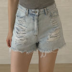 American Eagle  High Rise Mom Shorts Size 4 Light Wash Distressed Denim Photo 0