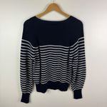 Marella Sport Striped Cotton Knit Sweater Large Navy Nautical Coastal Pullover Blue Photo 2