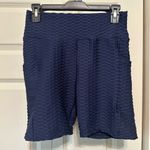 Navy Blue Textured Biker Shorts Size L Photo 0