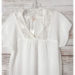 Under Skies NEW with Tags  Lace Trim Short Sleeve Top Blouse White Size Small Photo 1