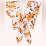 Abercrombie & Fitch Floral V-Neck Tie Waist Blouse Statement 100% Cotton Size XS Photo 0