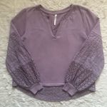 Anthropologie Top Eyelet Sweatshirt Sweater 100% Cotton Lavender Purple Sz S Photo 2