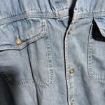 VTG Light Blue Denim Button Up Top Long Sleeve Retro Western Flap Pockets Boho L Size L Photo 3