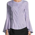 Milly  Michelle Bell Sleeve Striped Shirting Button Down Photo 0