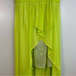 Cache Bright Green Sequin Chiffon Strapless High-Low Maxi/Mini Dress Size 4 Lime Photo 7