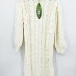 Farm Rio Cable Knit Turtleneck Long Sleeve Off White Sweater Dress Size M NWT Photo 2