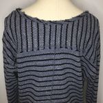 Free People // WE THE FREE Blue-Gray Black Striped Peplum Waffle Knit Blouse Med Photo 7