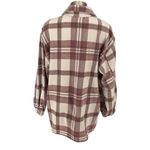 Mud Pie Womens Plaid Balloon Long Sleeve Flannel Shirt Dusty Rose Size Large Photo 2