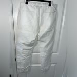 Sean John Lightweight Ruched Casual White Trimmed Faux Leather Linen Pants Sz XL Photo 3