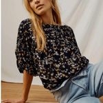 Free People Intimately Dessa Bodysuit Floral Printed Pintuck Black Top Size L Photo 9