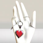 TAXCO Sterling Silver Red Jasper Heart Cabochon Pendant Necklace Photo 0