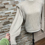Joie Nwt  - neutral colored sweater with shoulder pads wool & cashmere blend Sz L Photo 2