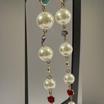 NWT ANNA & AVA by Brooke Webb Turquoise &Pearl Dangle Earrings with Red Accents White Photo 3