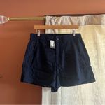 Madewell The Neale Short Drapeweave Linen Navy Blue Pleated Old Money NWT Sz 10 Photo 2