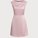 Rihoas Pink Boat Neck Satin Mini Dress Photo 5