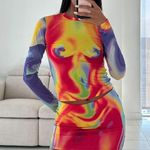 H:ours Revolve  Rainbow Contour Long Sleeve Skirt Set Photo 0