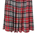 Vintage 70s Wool Pleated Skirt Red Gray Plaid Tartan High Waist, Size Small Photo 3