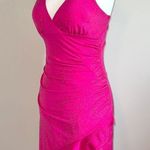 Y2K Vintage Mariposa Sexy Shimmer Halter Dress Pink Photo 6